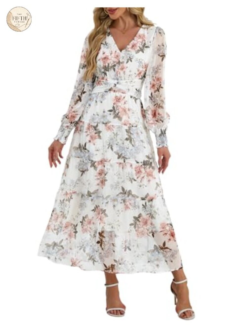 Women's Long Sleeve Floral Maxi Dress Boho Wedding Guest 100% Polyester